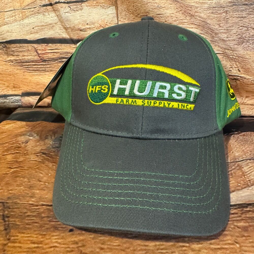 John Deere Hurst Farm Supply Hat Adjustable Baseball Cap Promo Two Tone Grey NWT